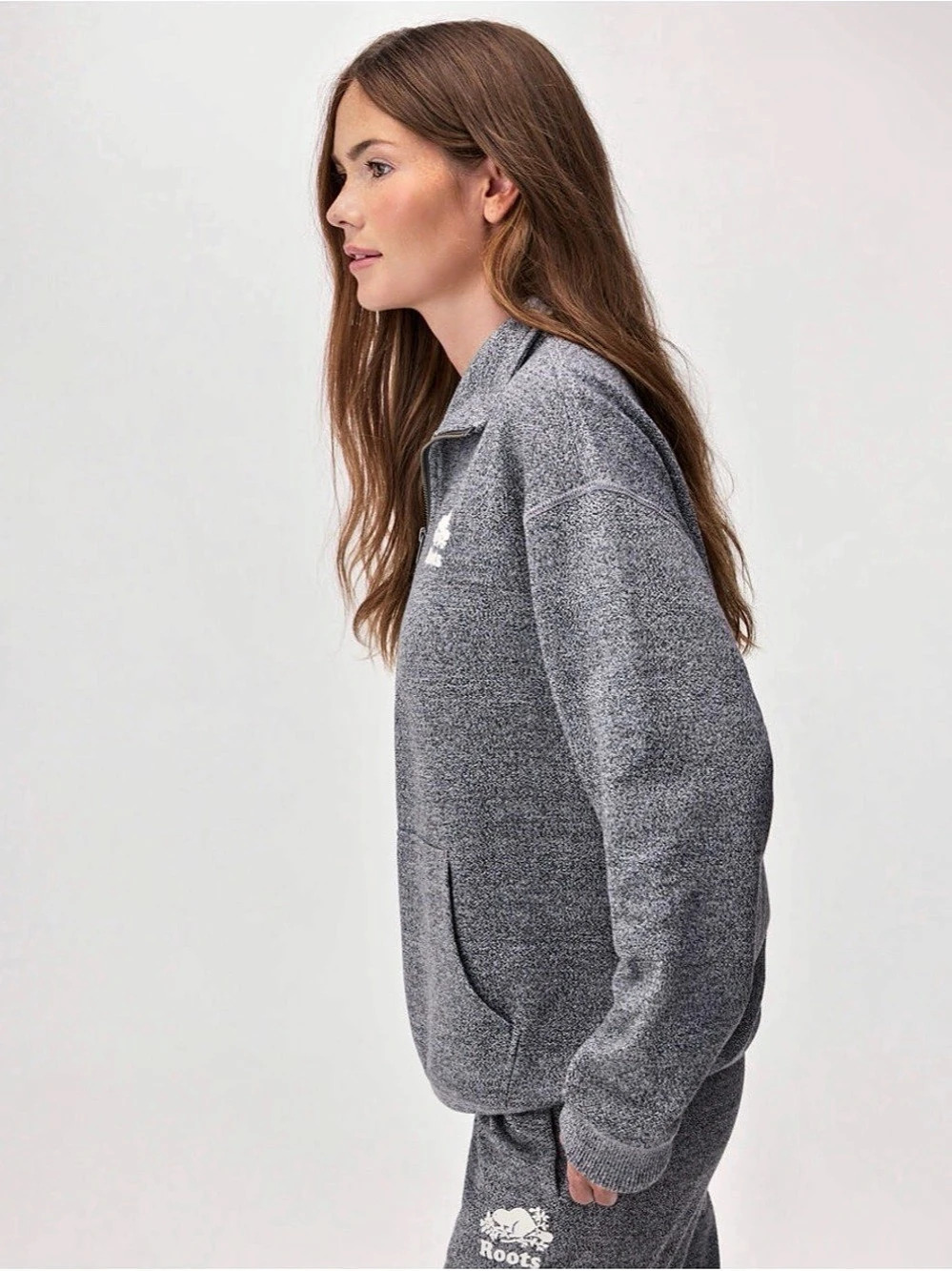 Roots Organic Cooper Relaxed Quarter Zip Stein S - Picture 5 of 9